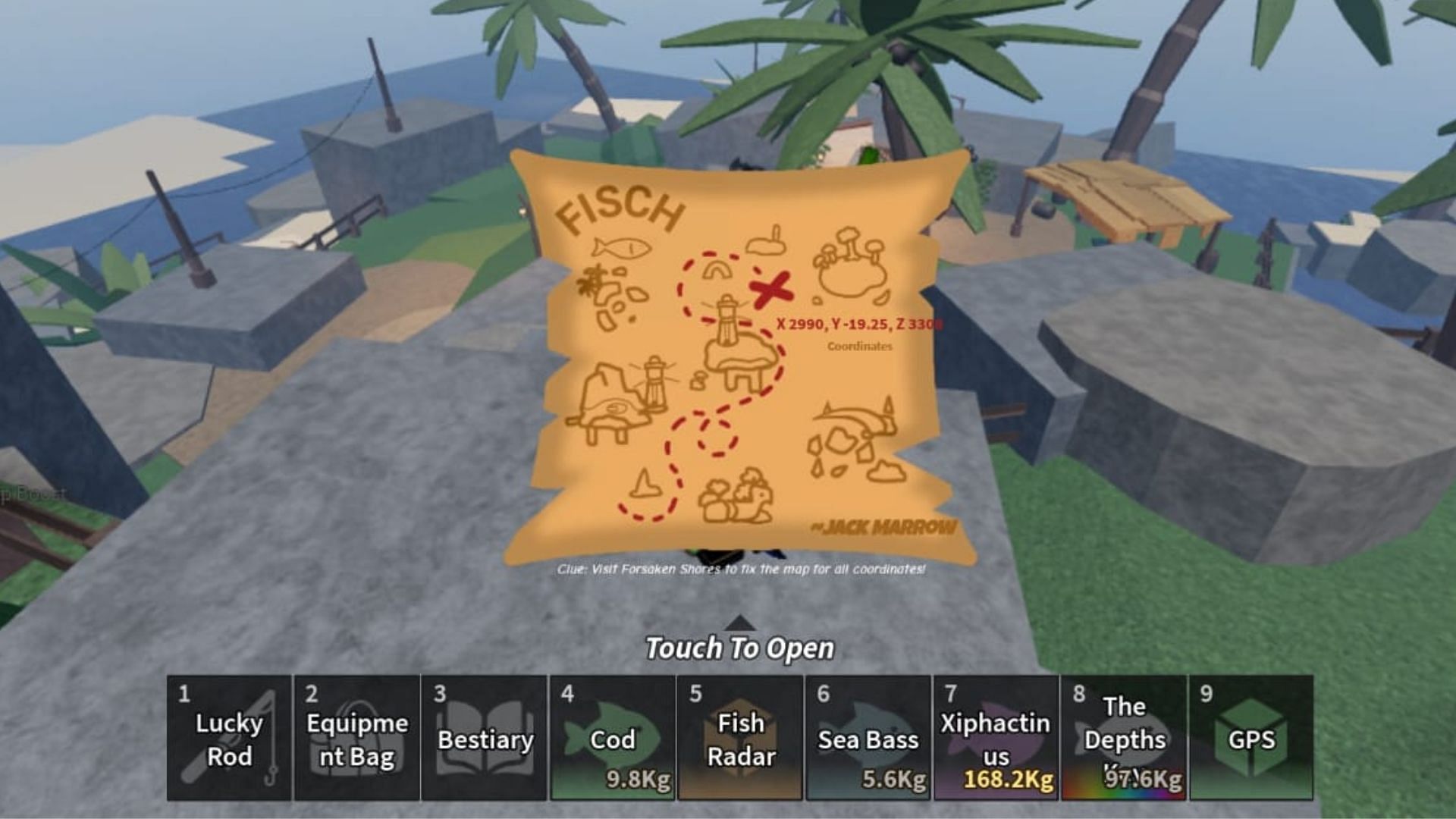 A fixed Treasure Map in the game (Image via Roblox)